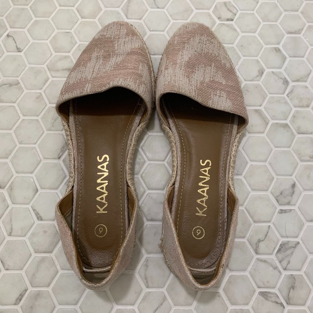 Kaanas D'Orsay Espadrille Flats NWOT Size 6 Tan Pink